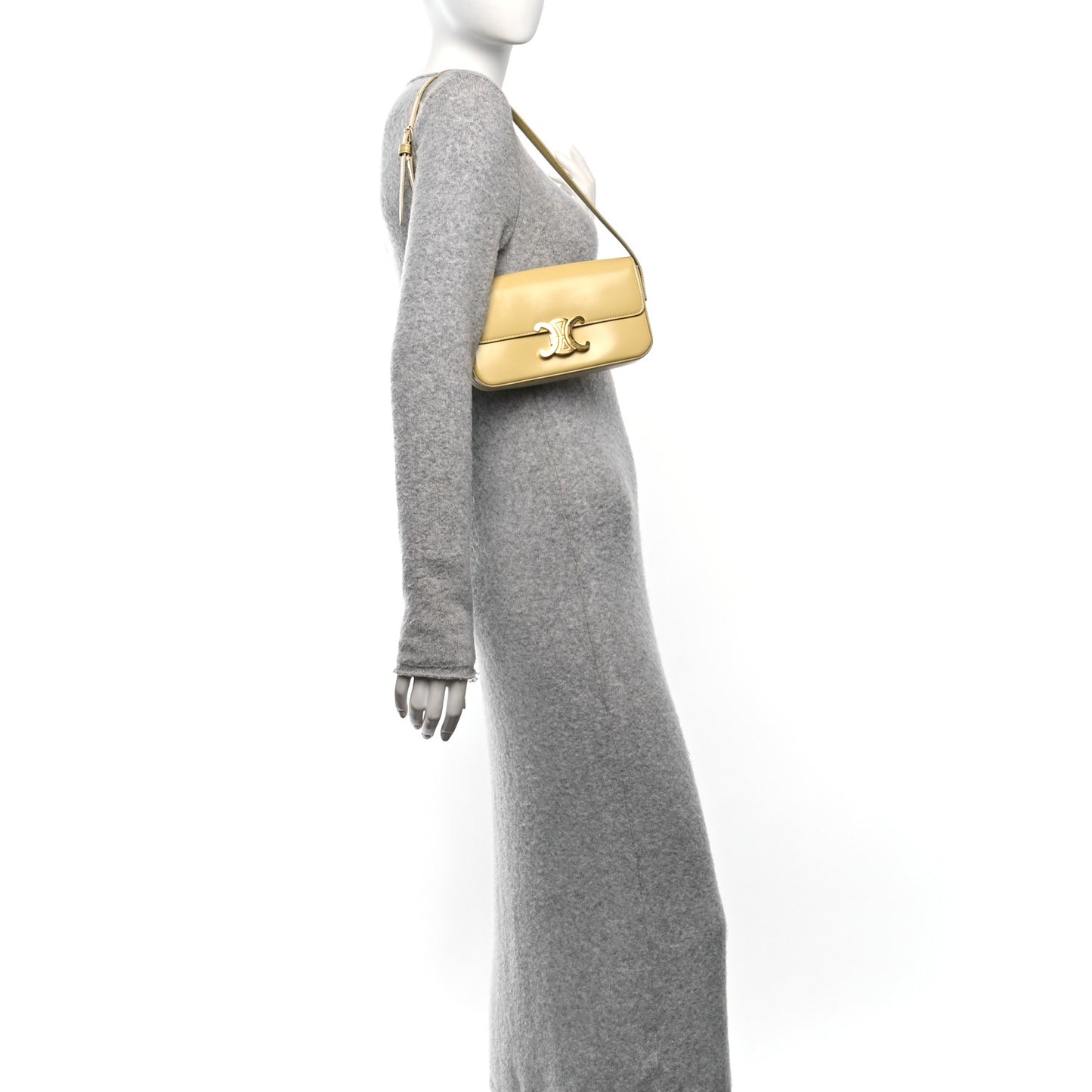 Shiny Calfskin Triomphe Shoulder Bag Papyrus
