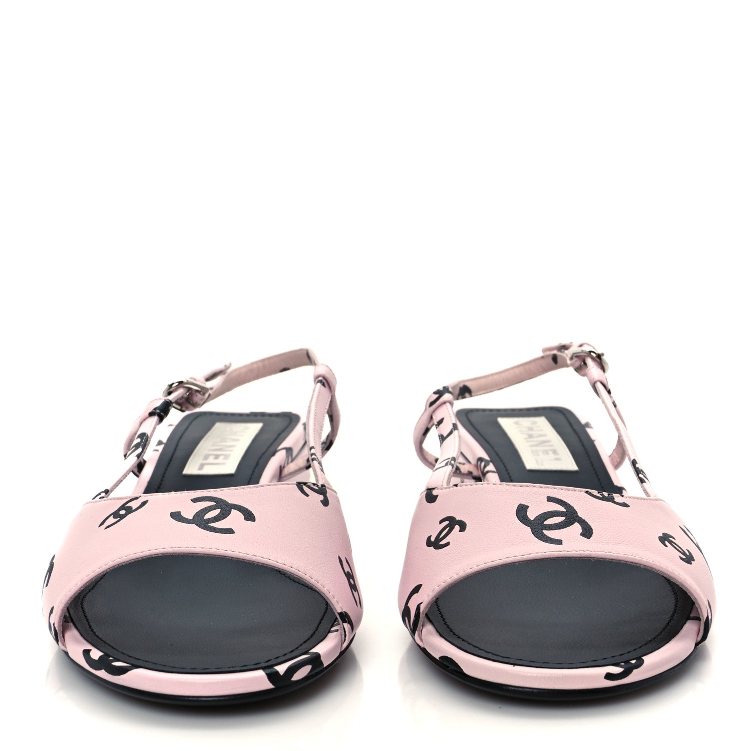Chanel Printed Lambskin Coco Beach Sligback Sandals 40 Light Pink Black 5 of 22