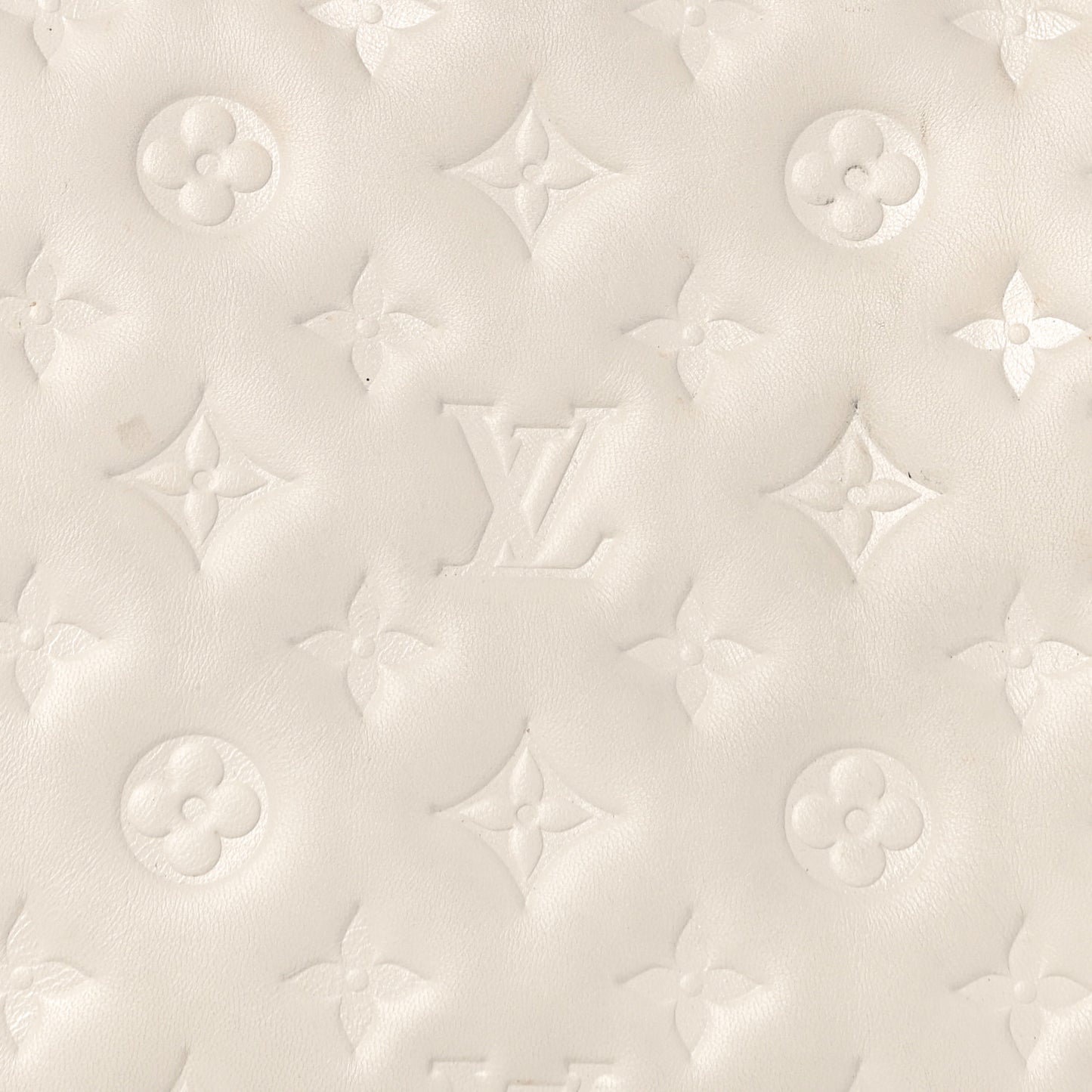 Lambskin Embossed Monogram Coussin PM Cream