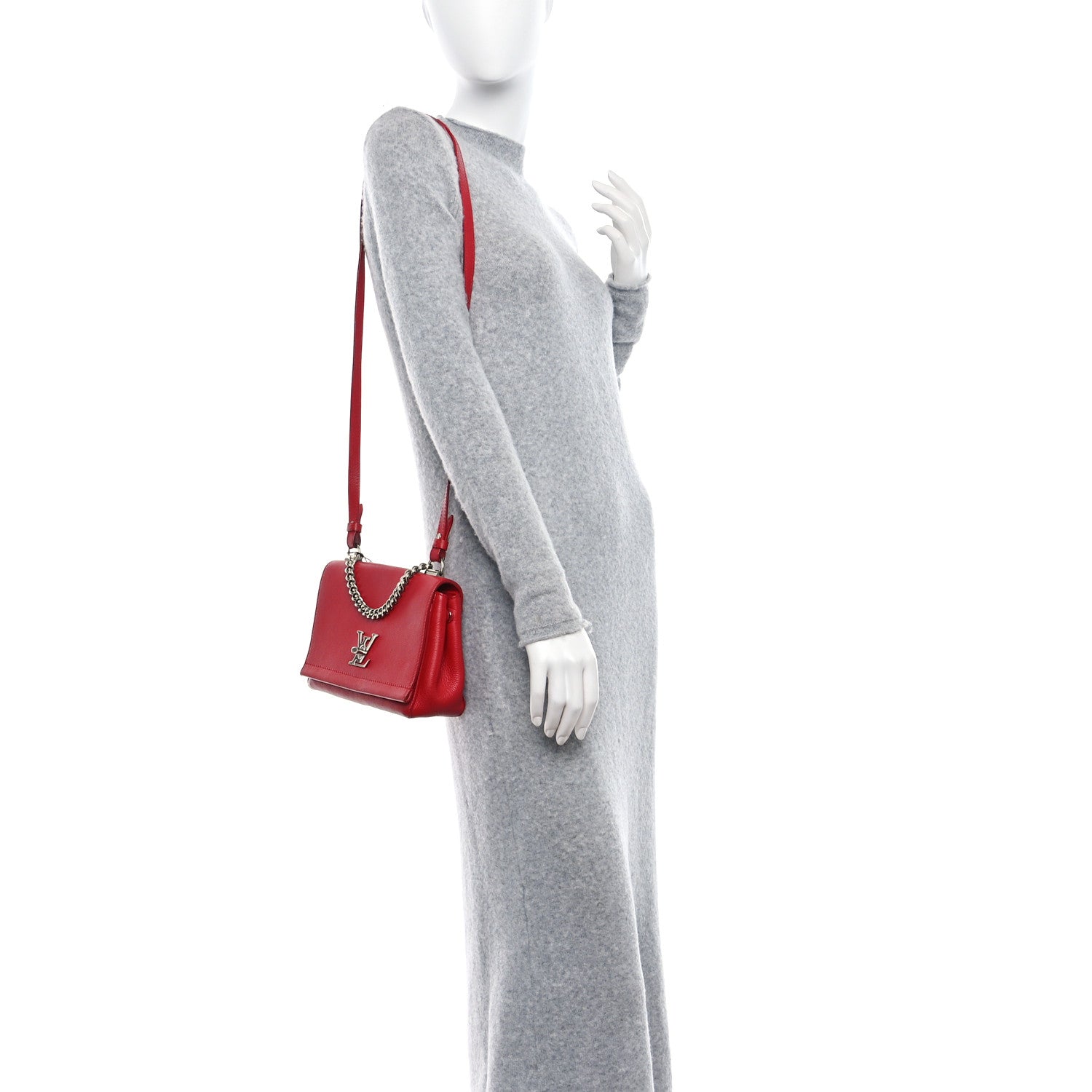 Louis Vuitton Calfskin Lockme II Chain Bag BB Rubis 3 of 8