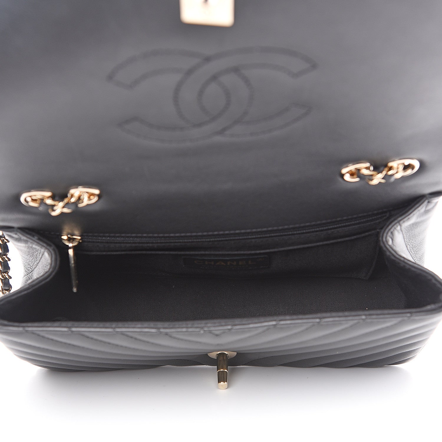Chanel Calfskin Chevron Quilted Statement Flap Black 4 of 10