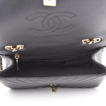 Chanel Calfskin Chevron Quilted Statement Flap Black 4 of 10