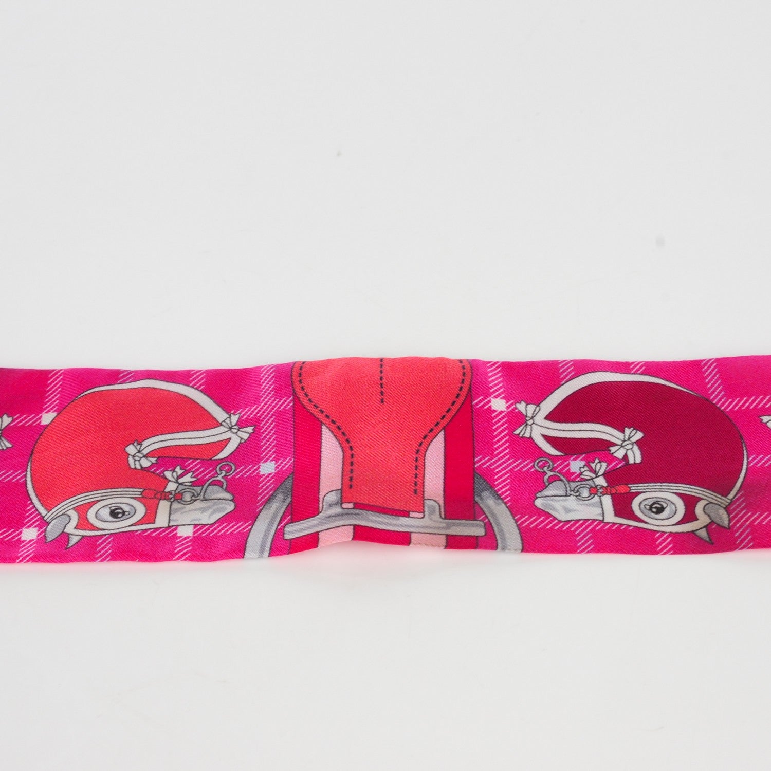 Hermes Silk Tatersale Twilly Fuchsia Rouge Vif Corail 2 of 10