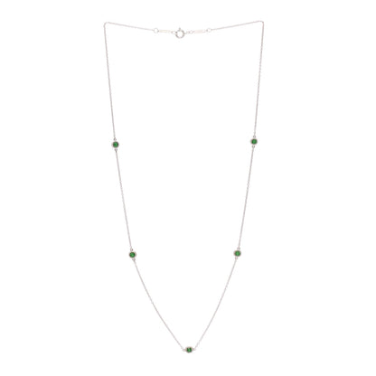 Tiffany Sterling Silver Tsavorite Elsa Peretti 5 Station Color by the Yard Necklace 3 of 7