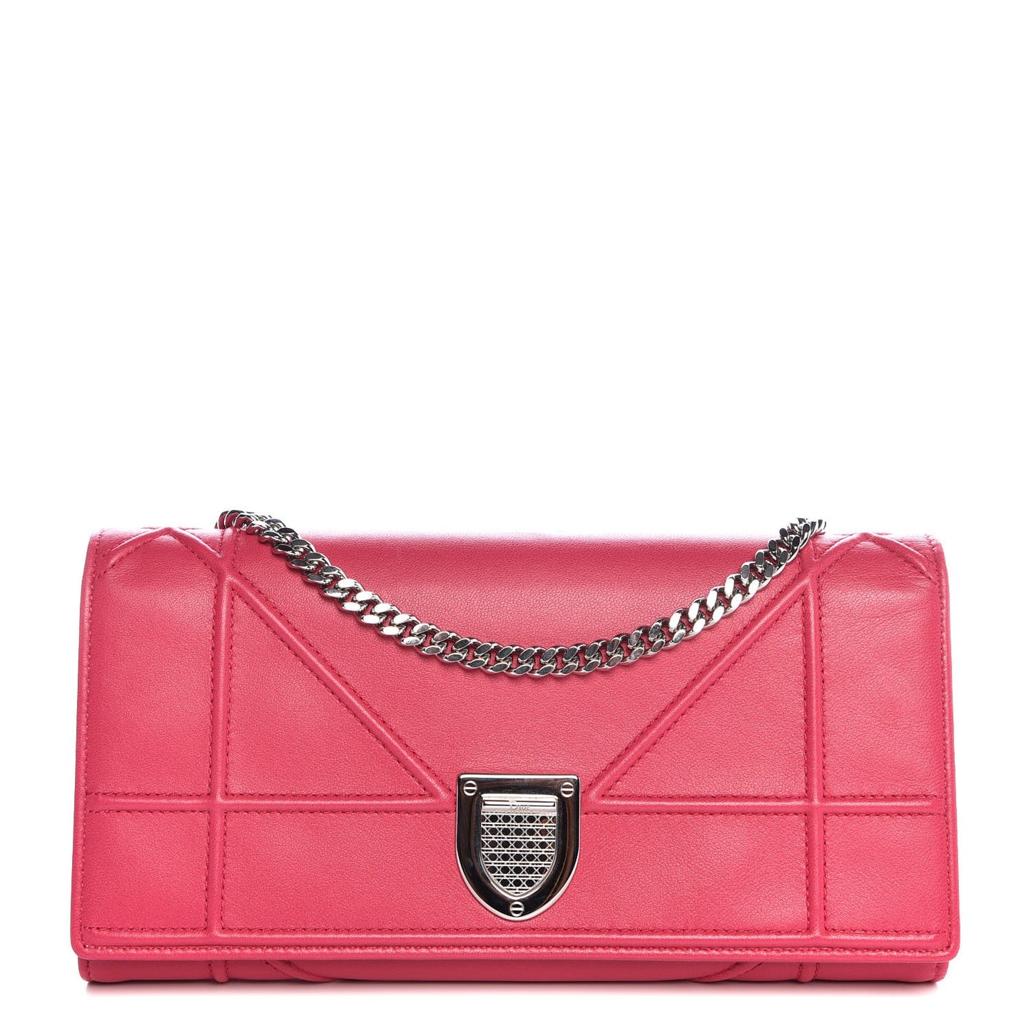 Lambskin Diorama Croisiere Chain Wallet Fuchsia