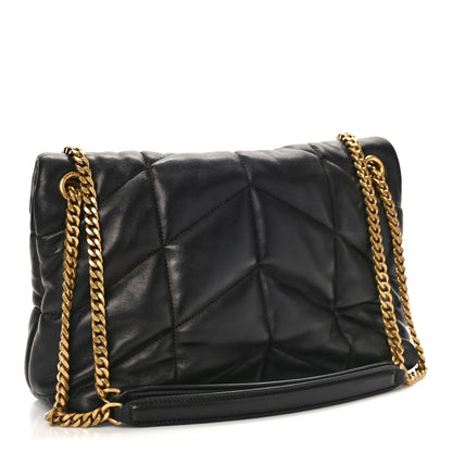 Saint Laurent Lambskin Quilted Small Loulou Puffer Monogram Chain Satchel Black 3 of 9