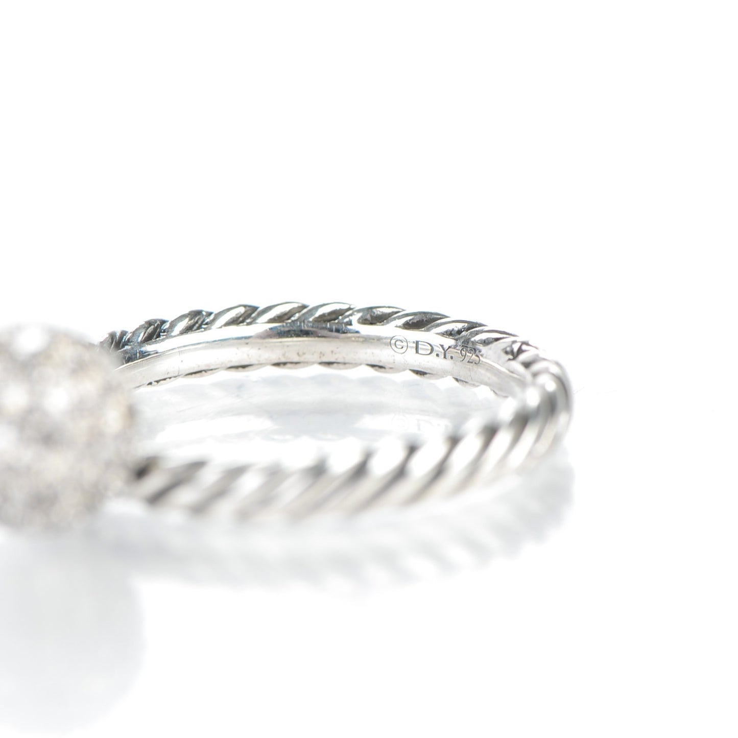 Sterling Silver Pave Diamond 8mm Element Ball Ring 51.5 6