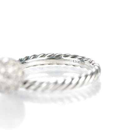 David Yurman Sterling Silver Pave Diamond 8mm Element Ball Ring 51.5 6 4 of 4
