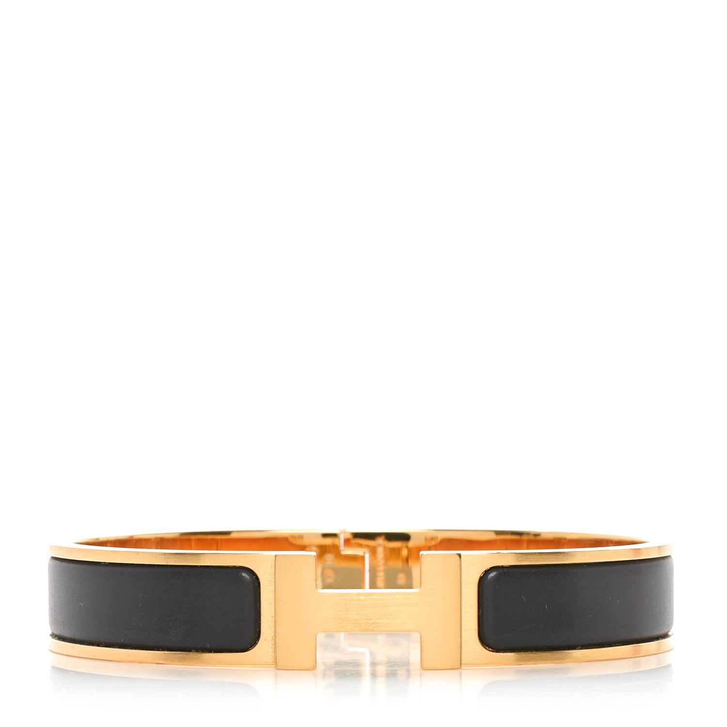 Hermes Matte Enamel Narrow Clic Clac HH Bracelet T5 Black 1 of 5