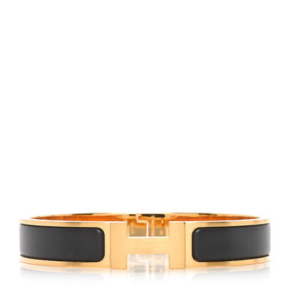 Hermes Matte Enamel Narrow Clic Clac HH Bracelet T5 Black 1 of 5