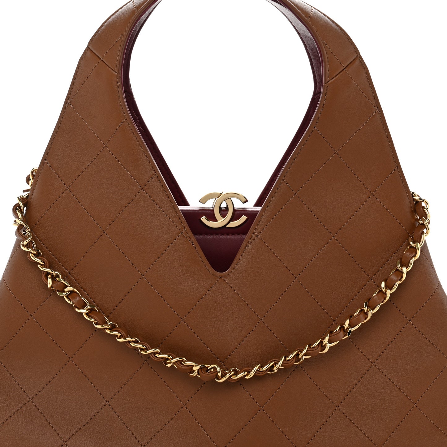 Calfskin Chic Lady Small Shopping Tote Brown