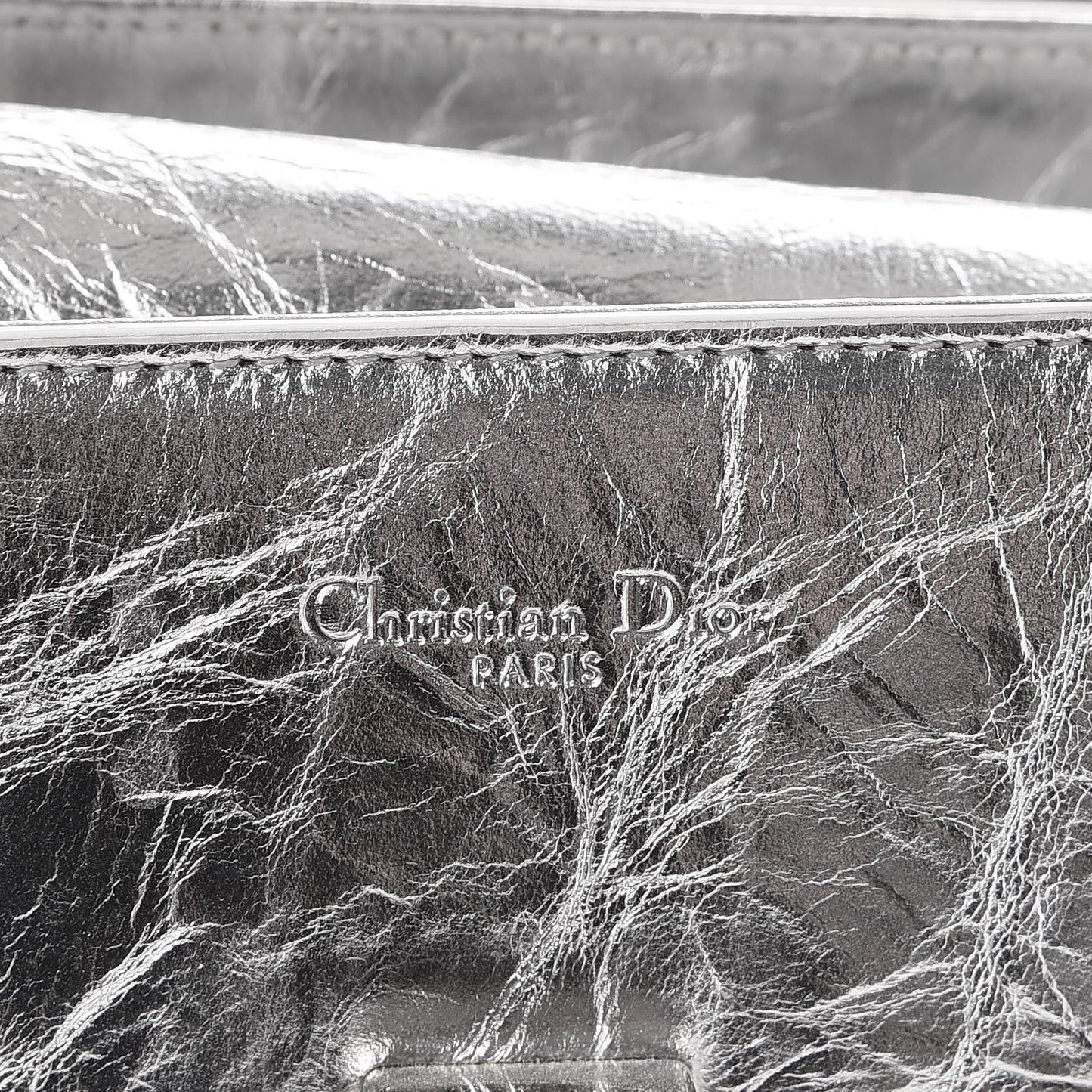 Metallic Calfskin Large Diorever Flap Silver