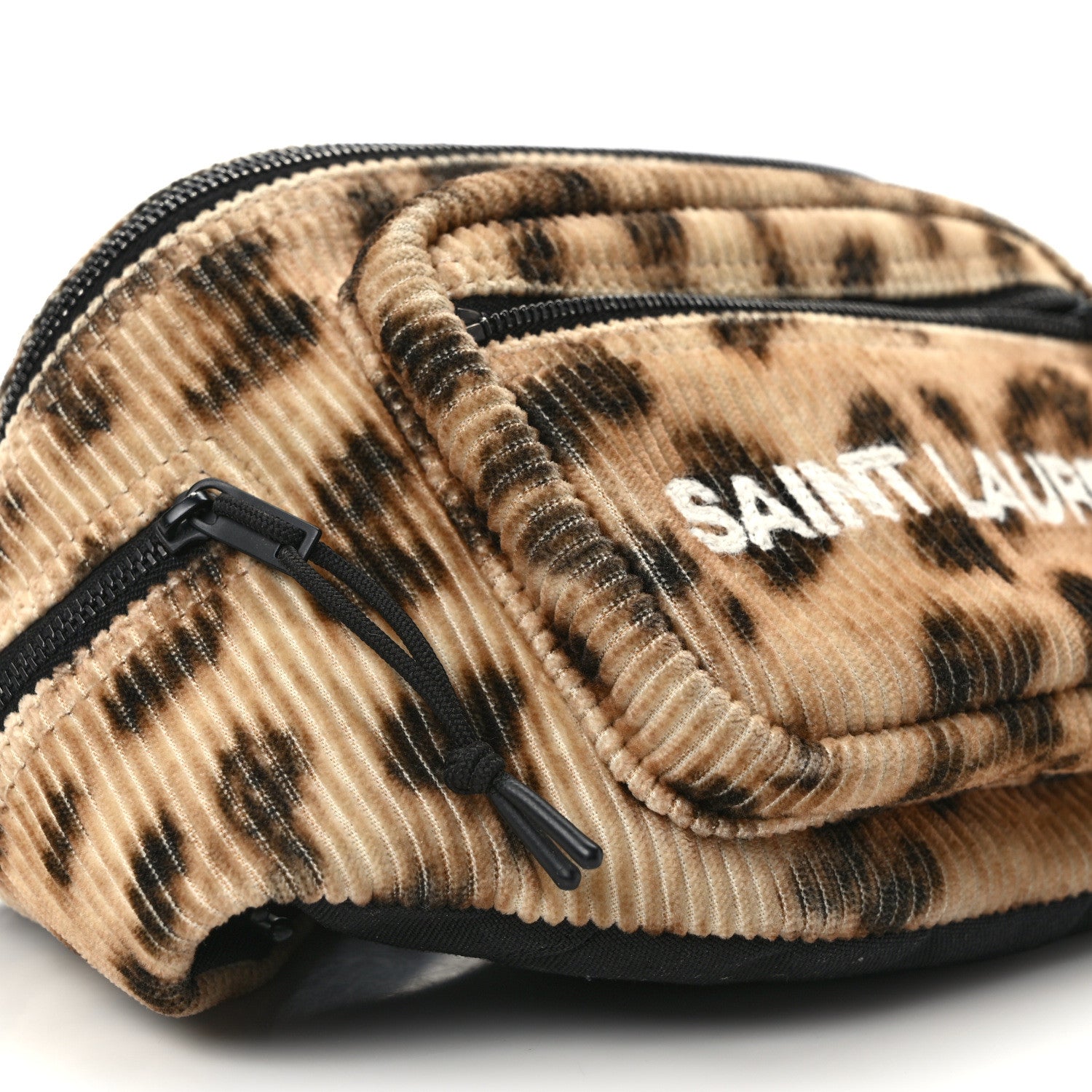 Saint Laurent Corduroy Leopard Print Belt Bag Beige Black 7 of 8