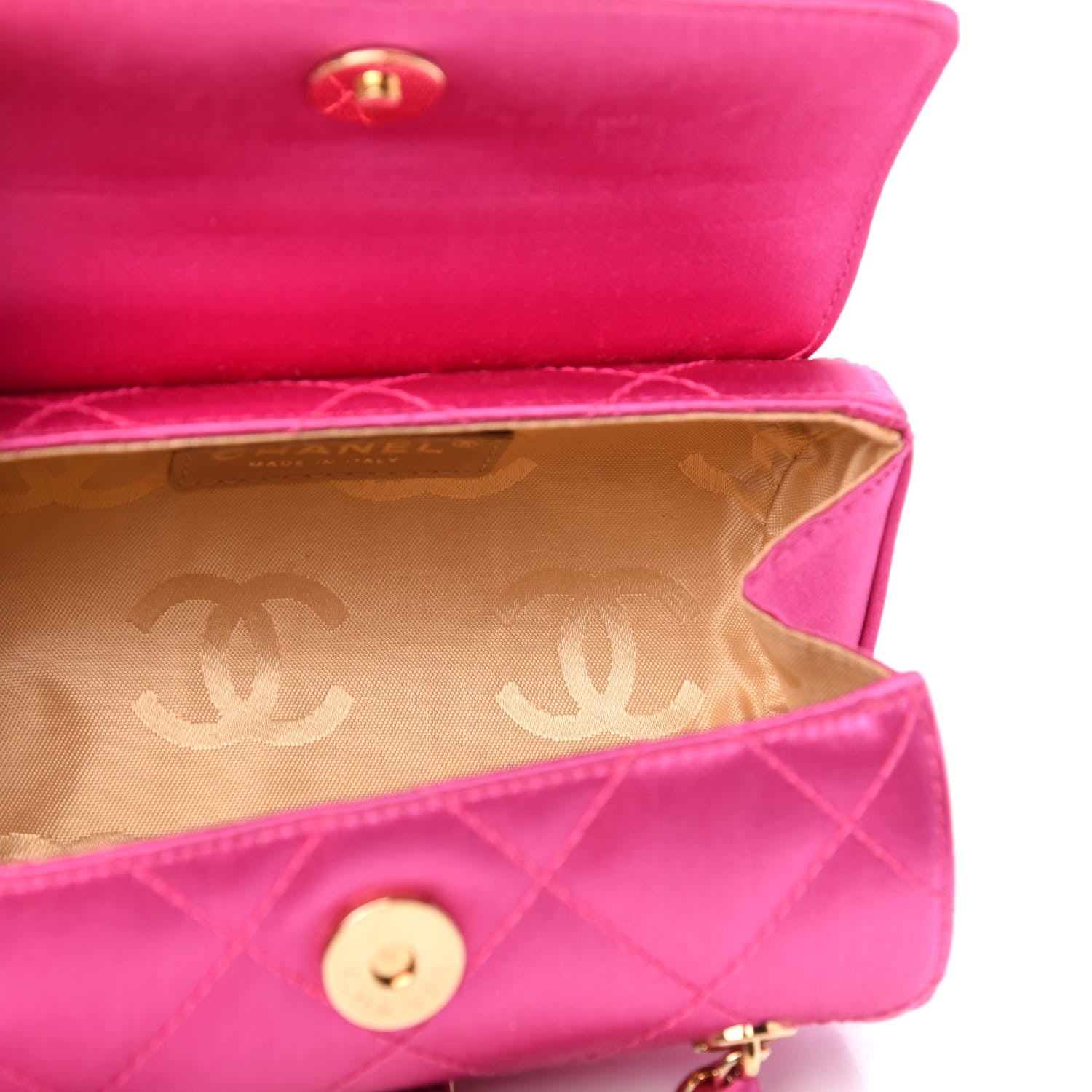 Chanel Satin Quilted Evening Bag Fuchsia 5 of 12