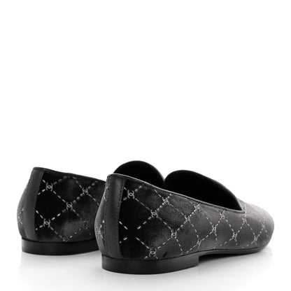 Chanel Velvet Moccasin Loafers 39 Black 4 of 8
