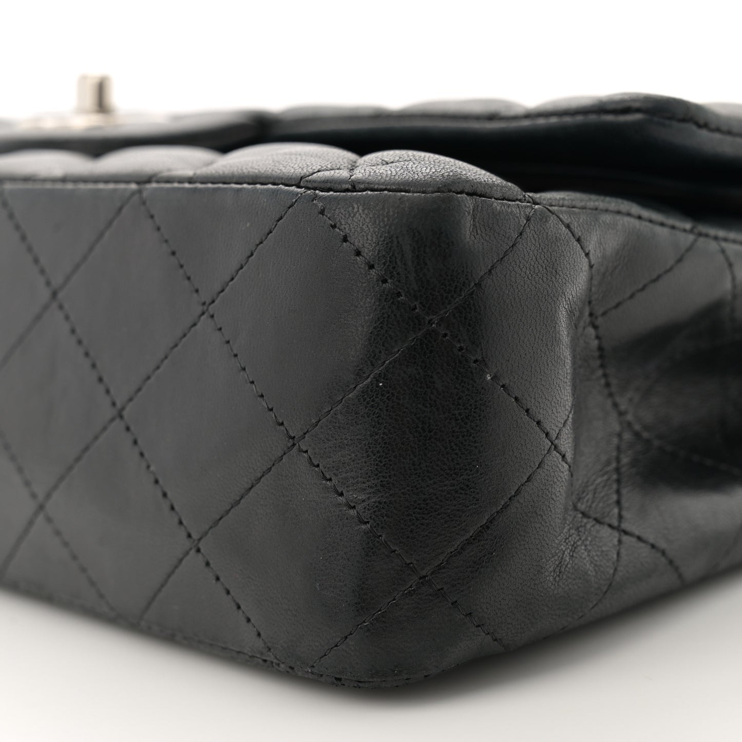 Lambskin Quilted Medium Double Flap Black