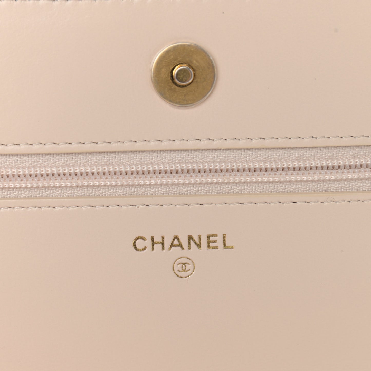 Lambskin Quilted Chain Around Wallet On Chain WOC Beige