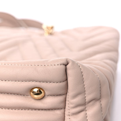 Salvatore Ferragamo Calfskin Chevron Quilted Vara Bow Chain Tote Light Pink 9 of 9