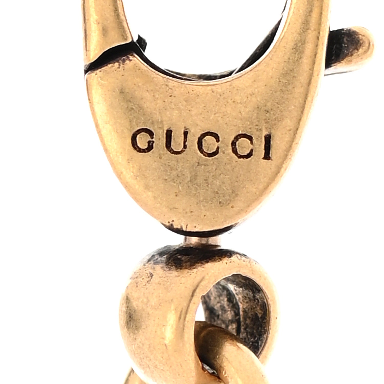 Gucci Crystal Embellished Strawberry Necklace Red Aged Gold 6 of 7