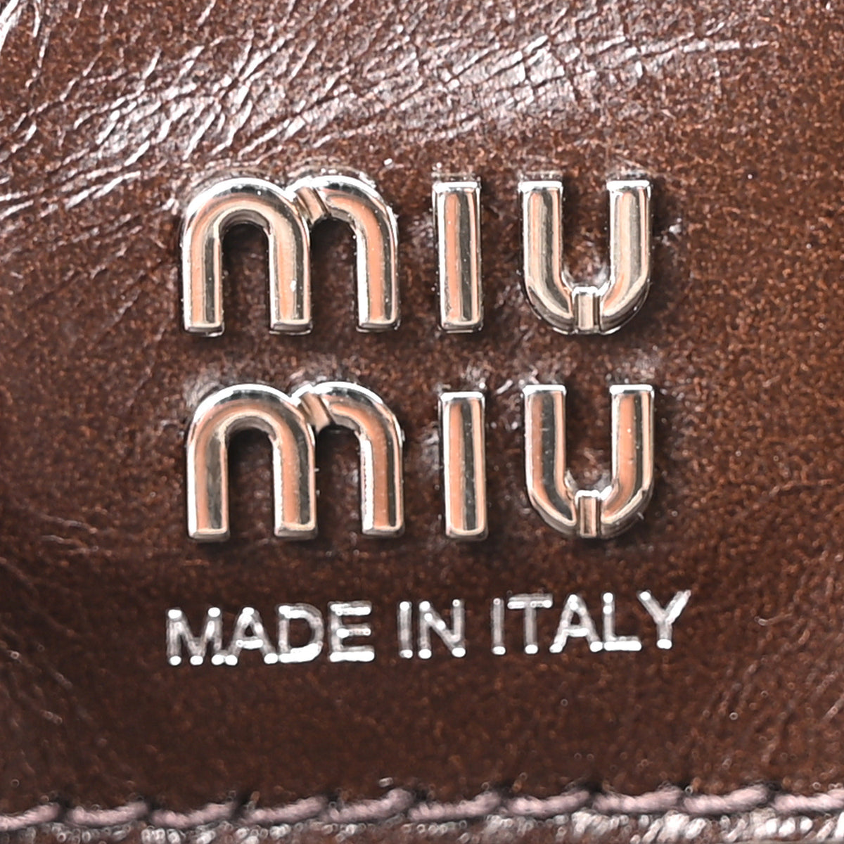 Miu Miu Vitello Shine Logo Embossed Bag Moro 6 of 9