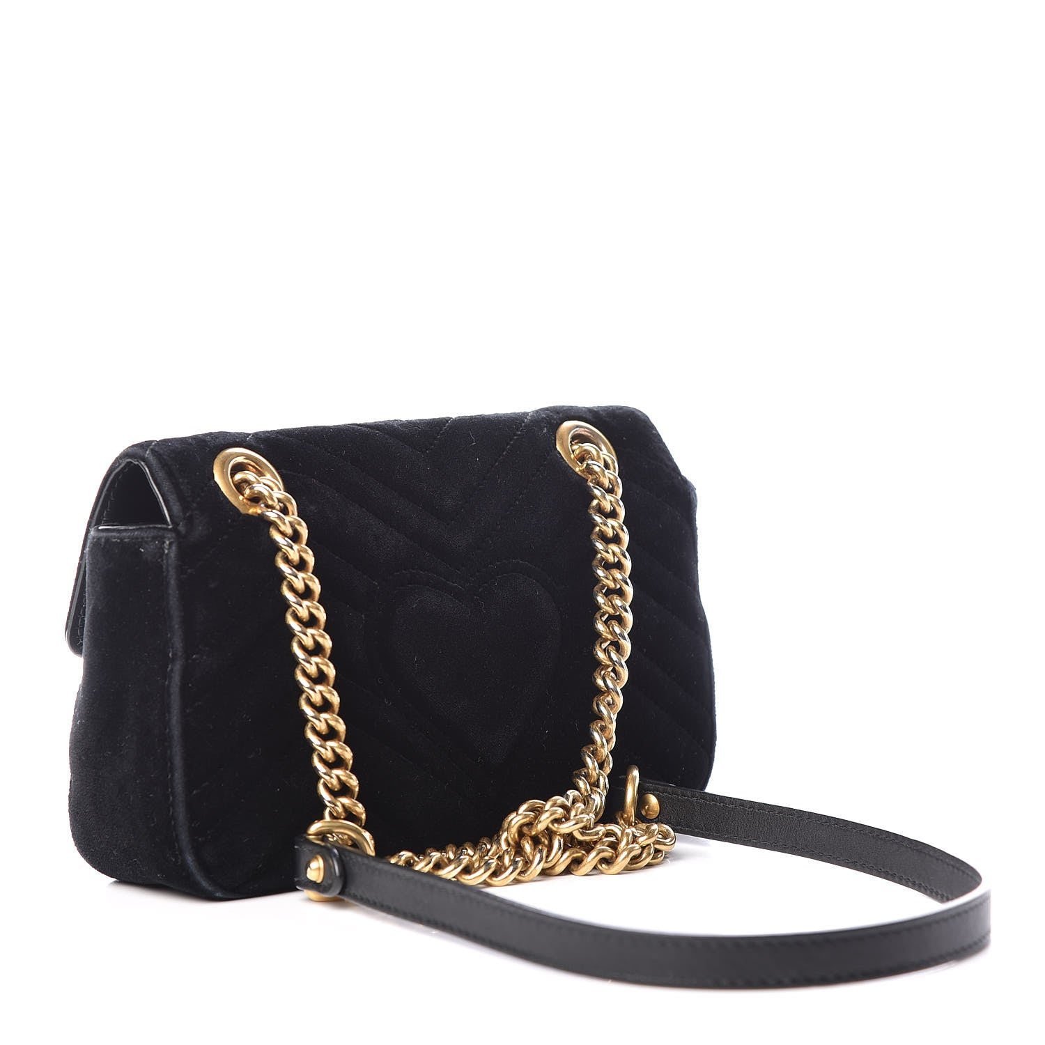 Gucci Velvet Matelasse Mini GG Marmont Shoulder Bag Black 3 of 15