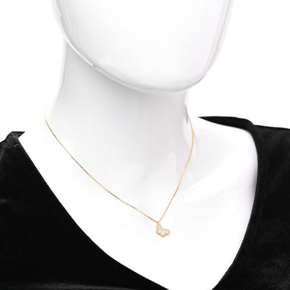 Van Cleef & Arpels 18K Yellow Gold Mother of Pearl Sweet Alhambra Butterfly Pendant Necklace 2 of 7