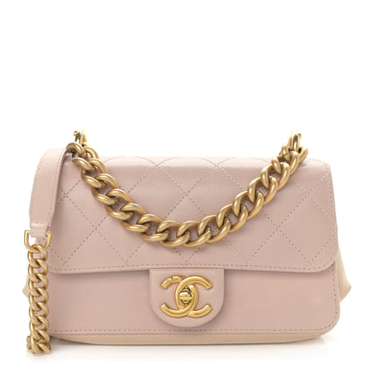 Chanel Glazed Calfskin Quilted Mini Straight Lined Flap Beige 1 of 16