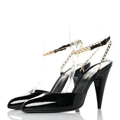 Saint Laurent Patent Venus Chain 95 Pumps 37 Black 3 of 8