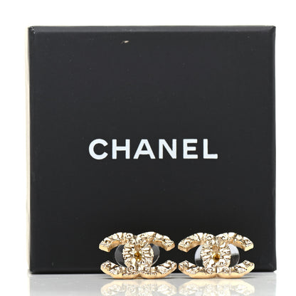 Chanel Metal Textured CC Earrings Gold 5 of 5