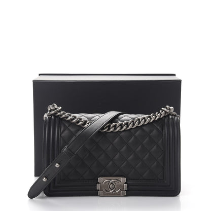 Chanel Calfskin Quilted Medium Boy Flap Black 9 of 9