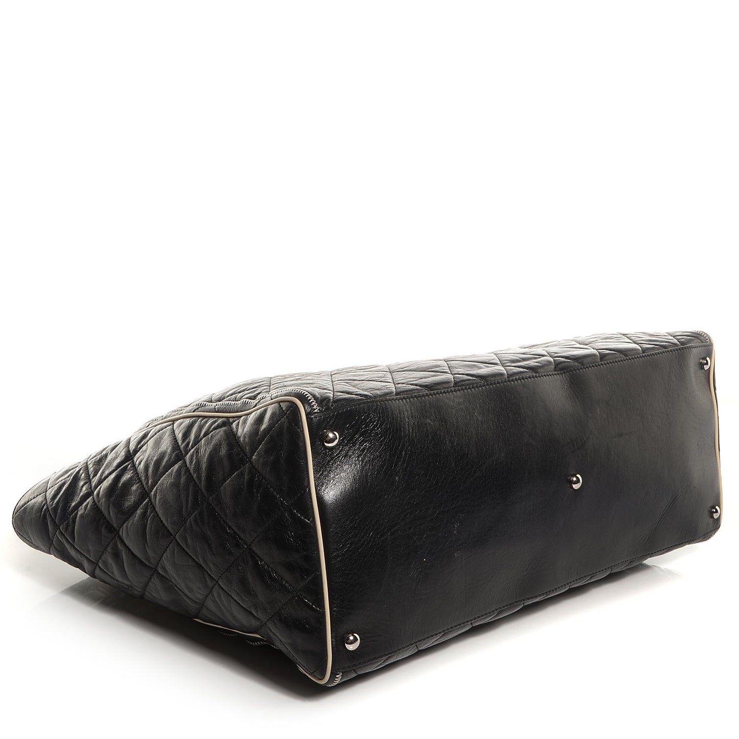 Lambskin Quilted East West Large Tote Black