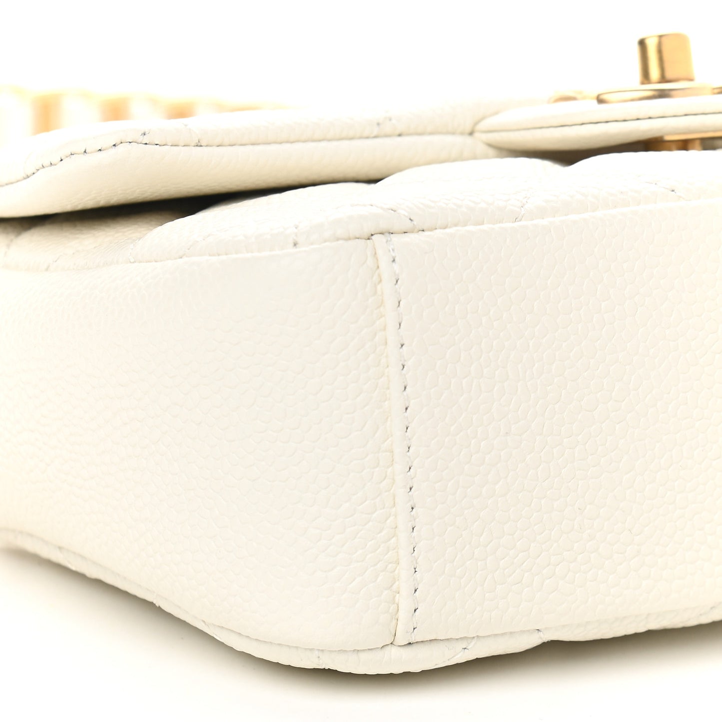 Caviar Quilted Mini Chain Soul Flap White