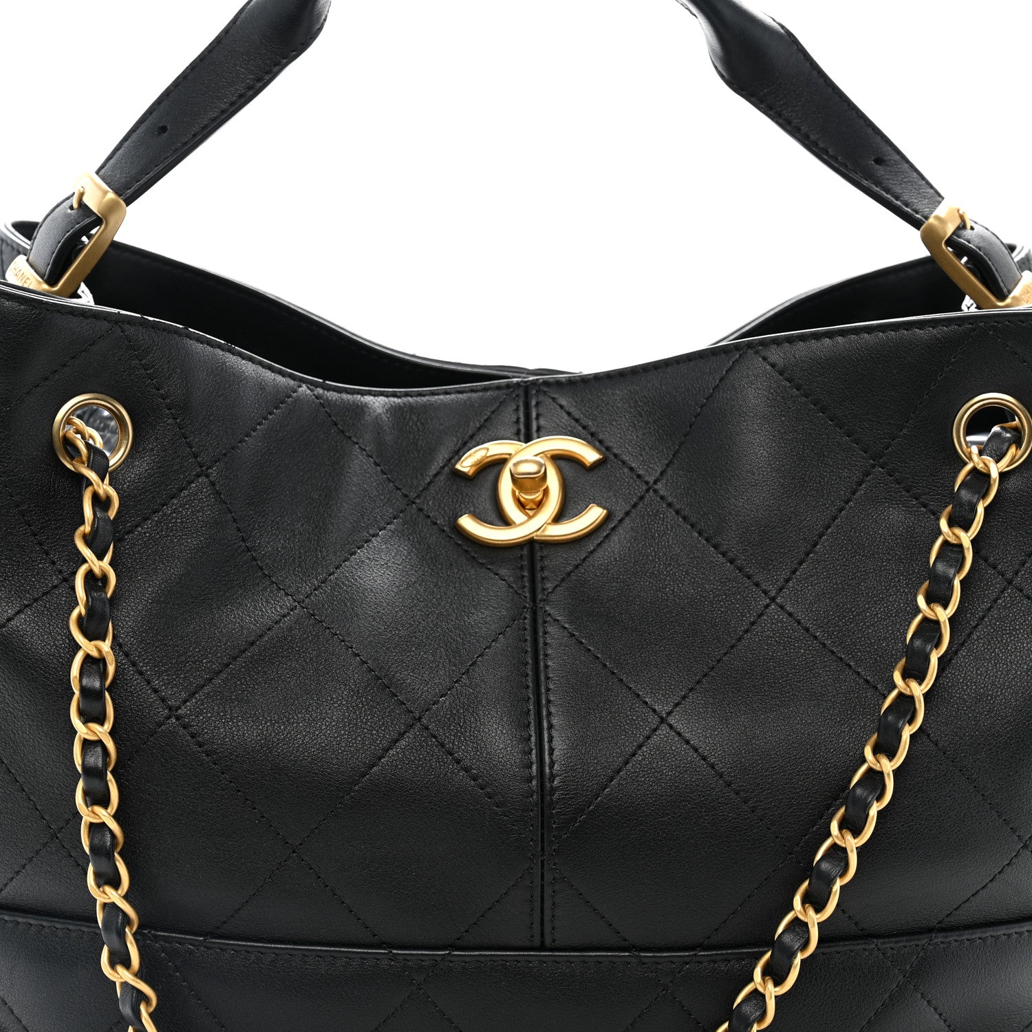 Chanel Calfskin Quilted Small Coco Base Shopping Bag Black 8 of 10