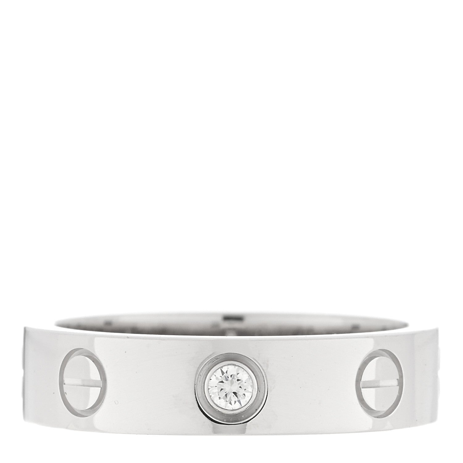 Cartier 18K White Gold Diamond 4mm LOVE Wedding Band Ring 46 3.75 1 of 4