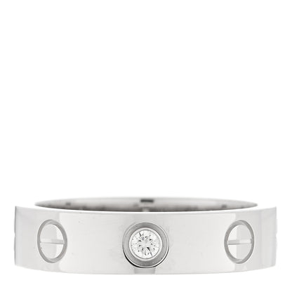 Cartier 18K White Gold Diamond 4mm LOVE Wedding Band Ring 46 3.75 1 of 4