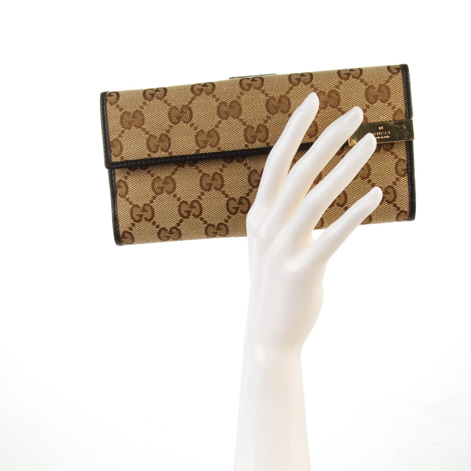 Gucci Monogram Margaux Calfskin Dice Continental Wallet Beige Ebony Dark Brown 2 of 7