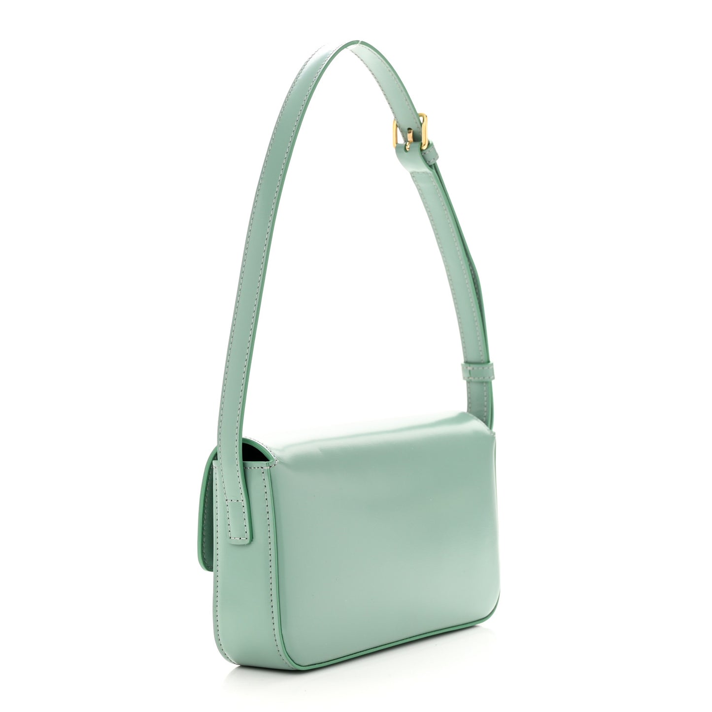Shiny Calfskin Triomphe Shoulder Bag Celadon