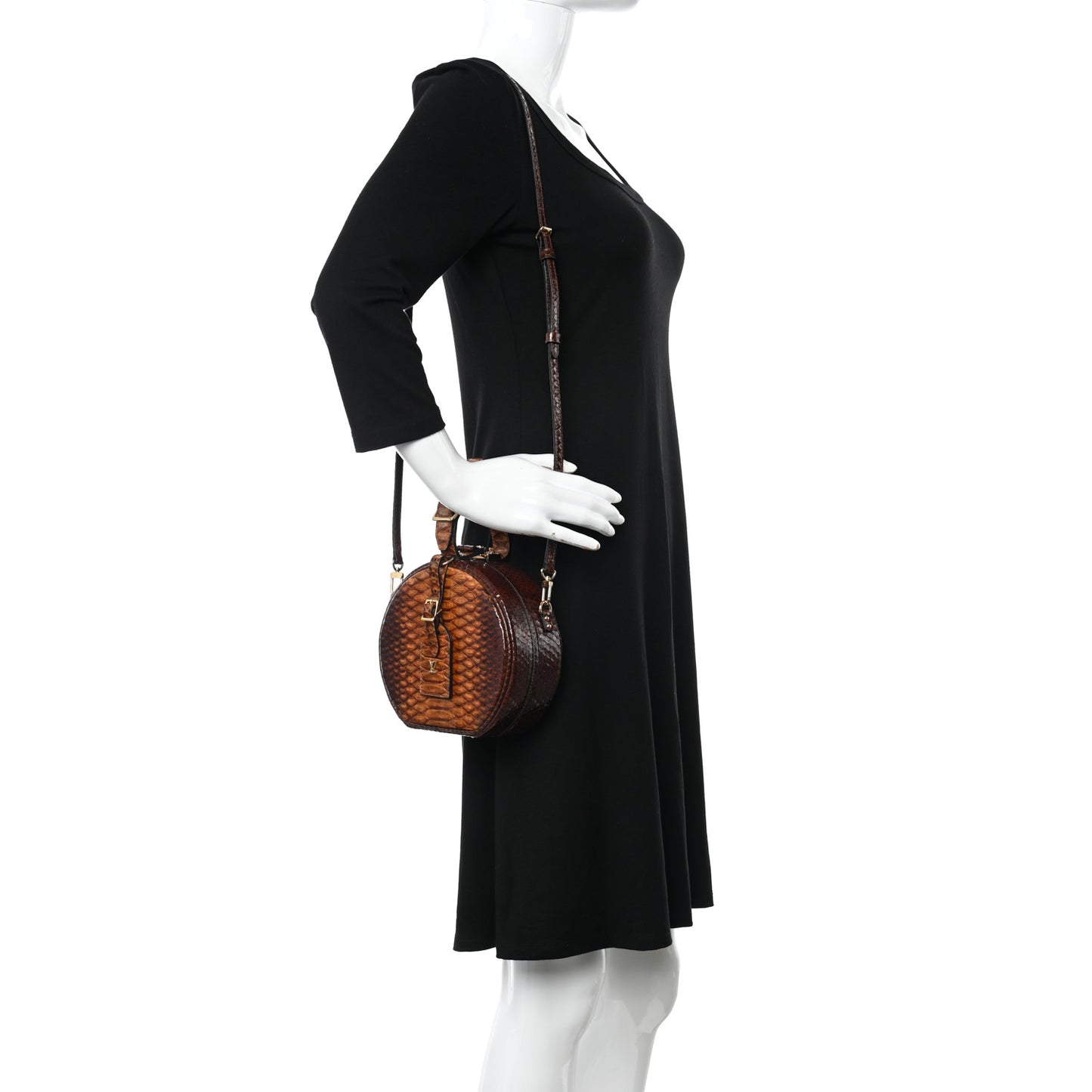 Snakskin Petite Boite Chapeau Brown