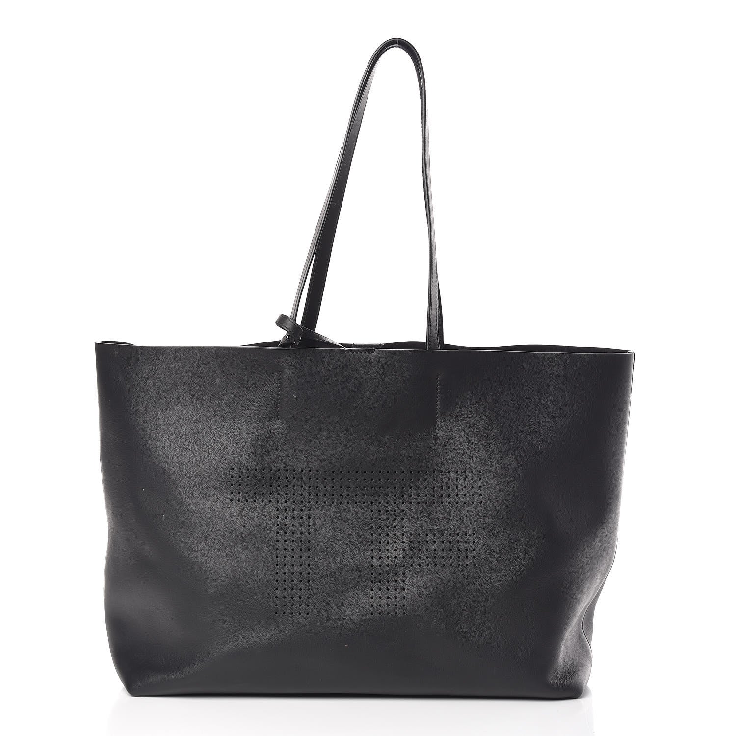 Tom Ford Calfskin Perforated Logo Tote Black 3 of 13