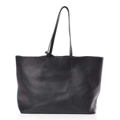 Tom Ford Calfskin Perforated Logo Tote Black 3 of 13