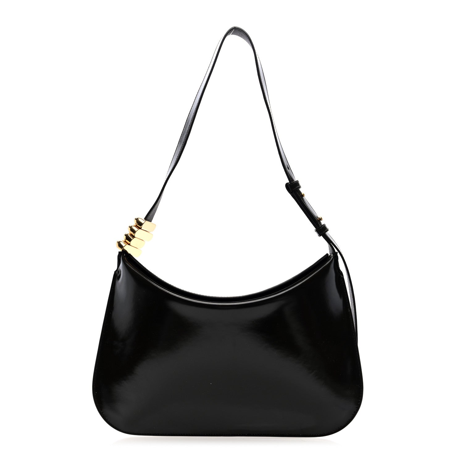 Bottega Veneta Patent Small Metal Loops Shoulder Bag Brown 1 of 9