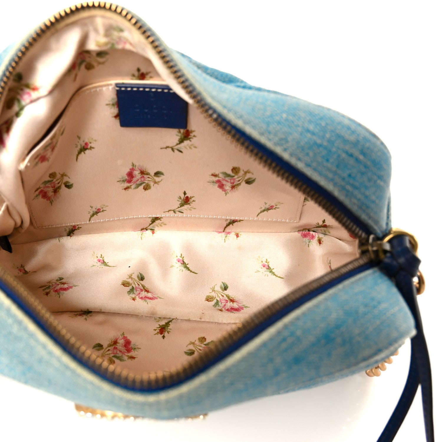 Gucci Denim Matelasse Small Pearly GG Marmont Chain Shoulder Bag Blue 5 of 11