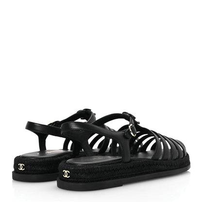 Chanel Lambskin Espadrille Sandals 41 Black 5 of 14