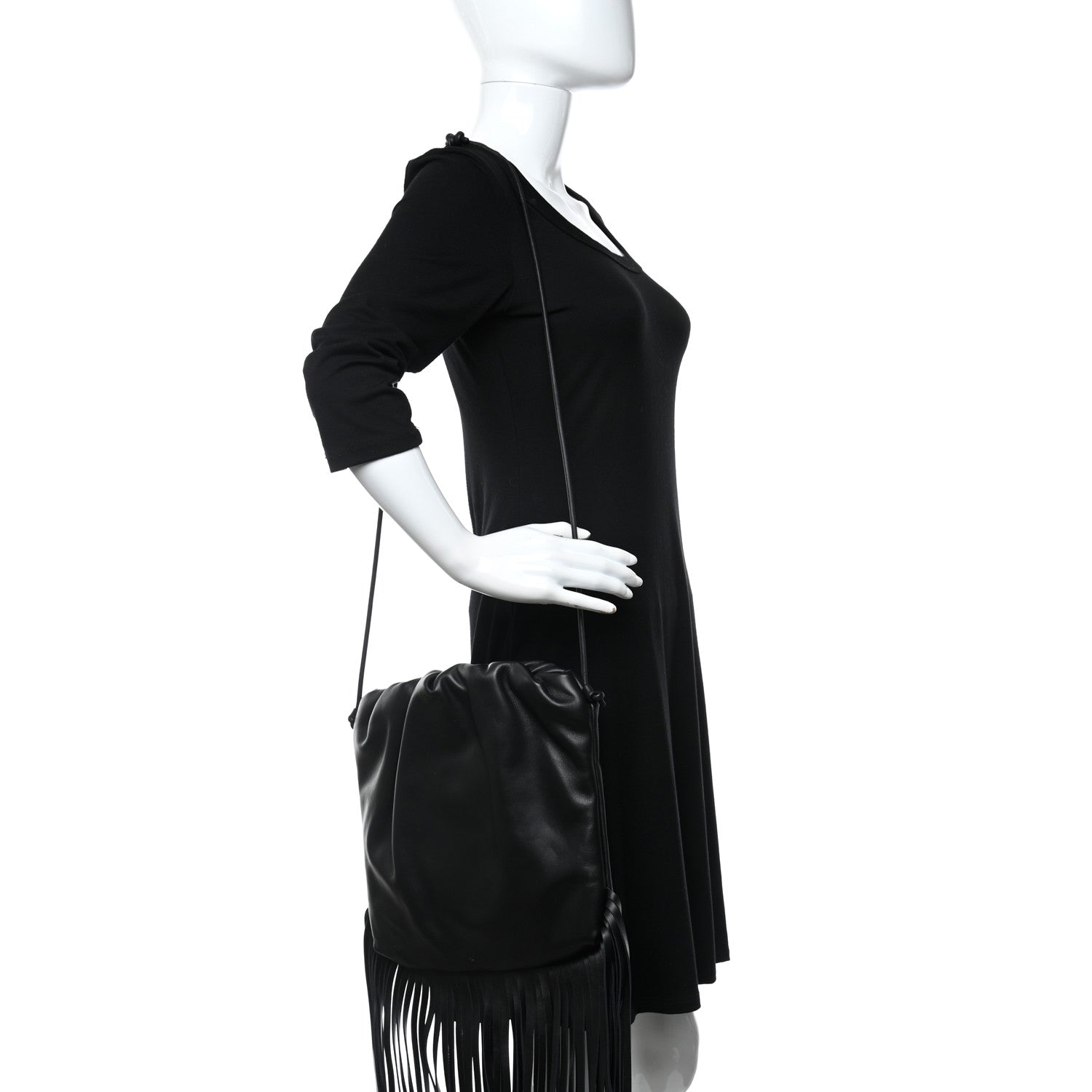 Bottega Veneta Nappa The Fringe Pouch Shoulder Bag Black 3 of 9
