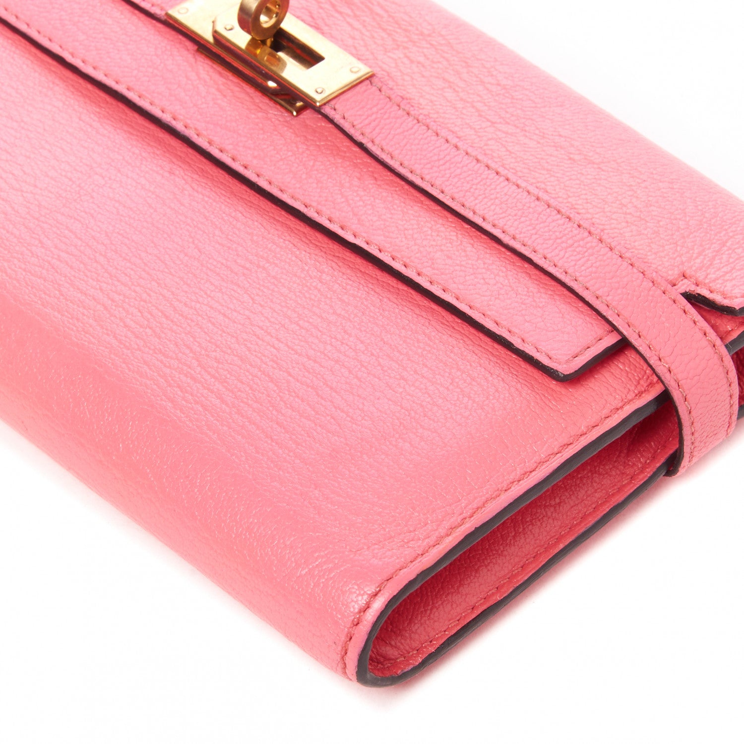 Hermes Chevre Mysore Kelly Longue Wallet Rose Lipstick 4 of 12