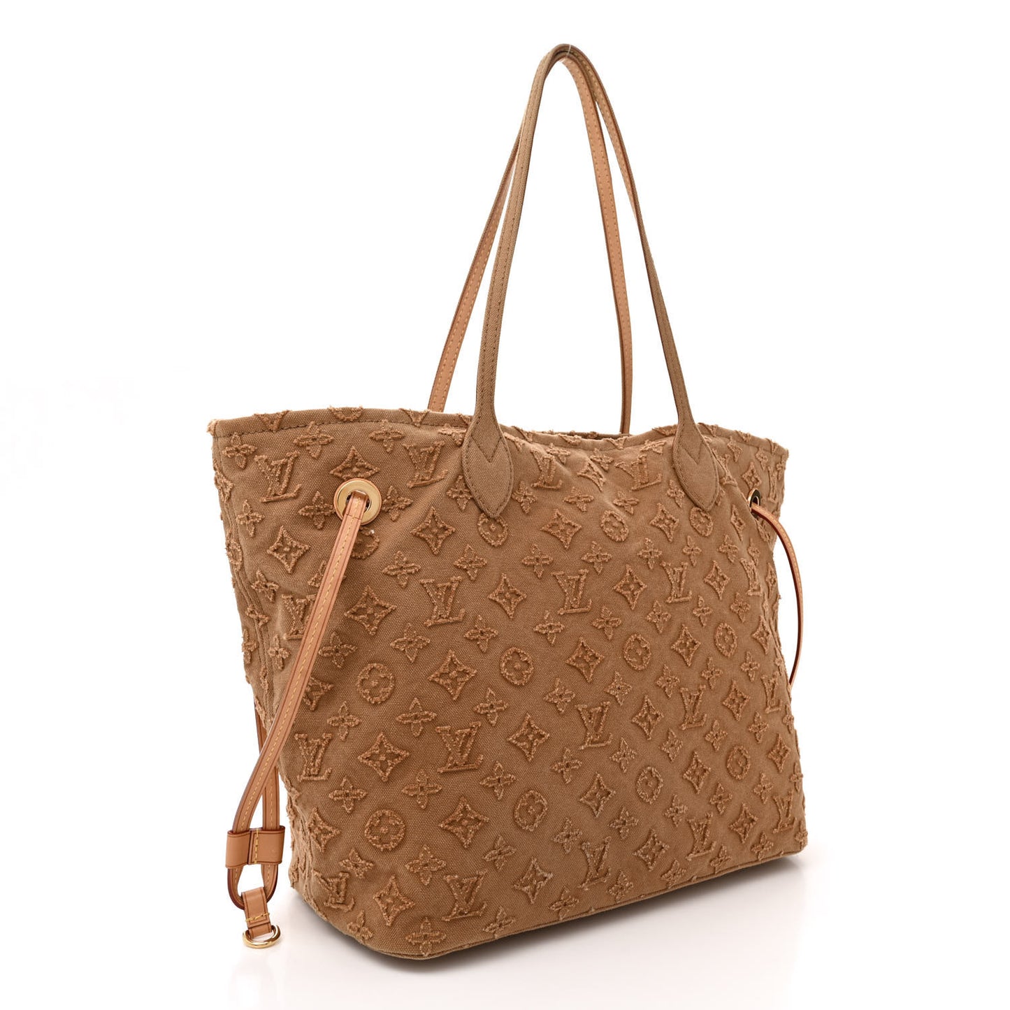 Monogram Denim Neverfull MM Caramel