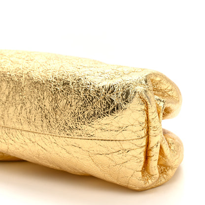 Bottega Veneta Metallic Crinkled Lambskin The Pouch Oversized Clutch Oro 11 of 11