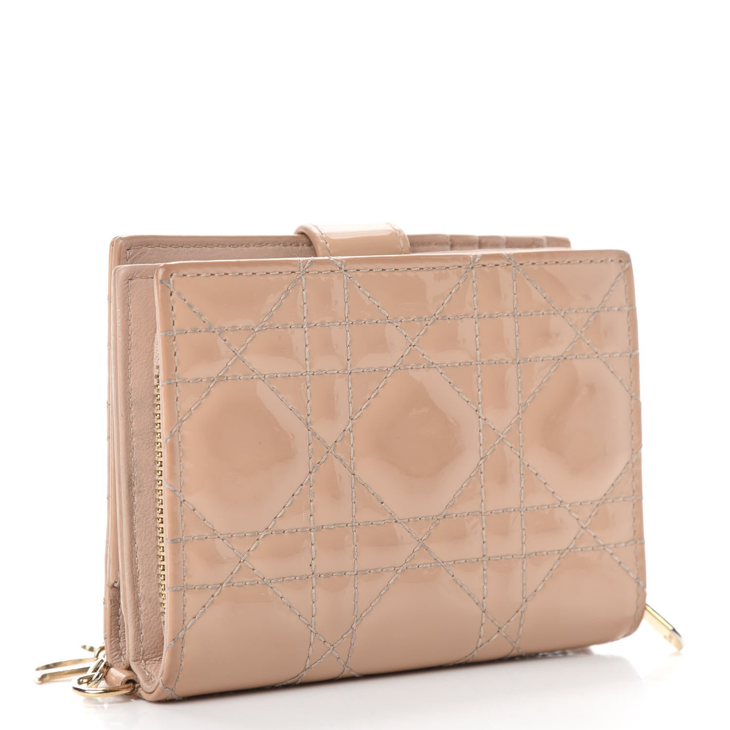 Christian Dior Patent Cannage Lady Dior Eden Wallet Beige 3 of 9