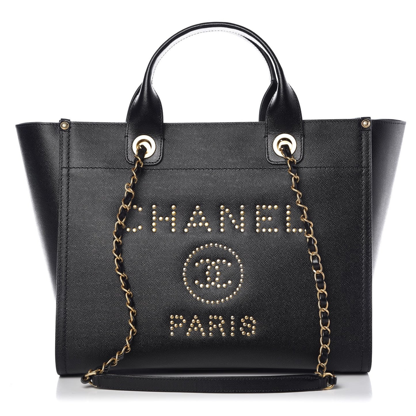 Caviar Small Studded Deauville Tote Black