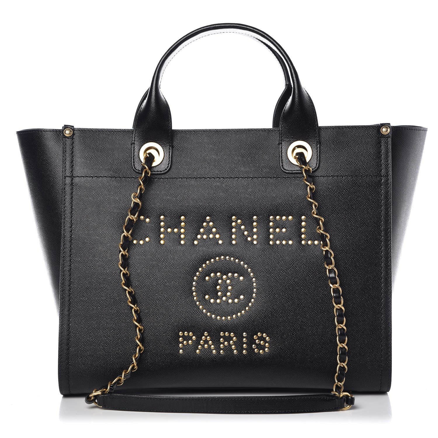 Chanel Caviar Small Studded Deauville Tote Black 1 of 11